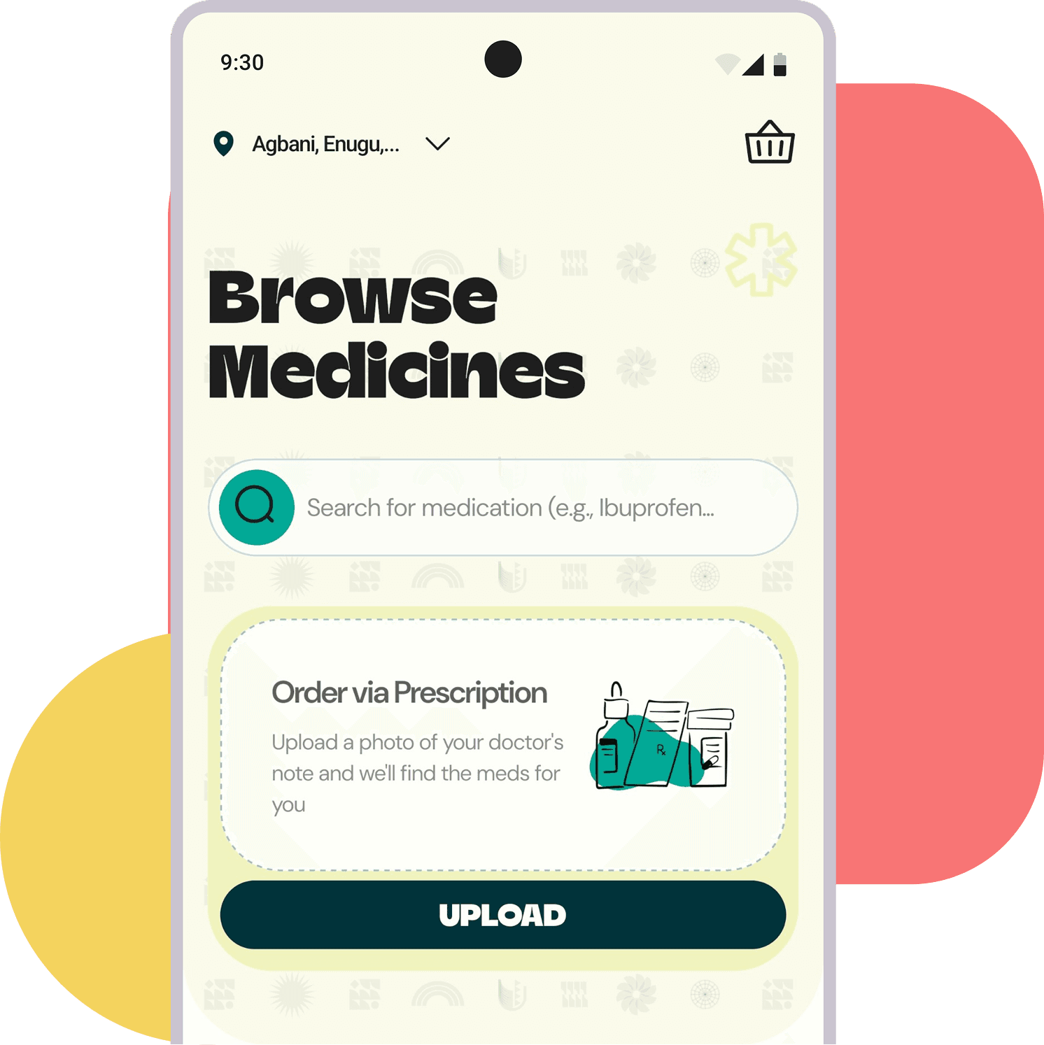 preview of the app homepage