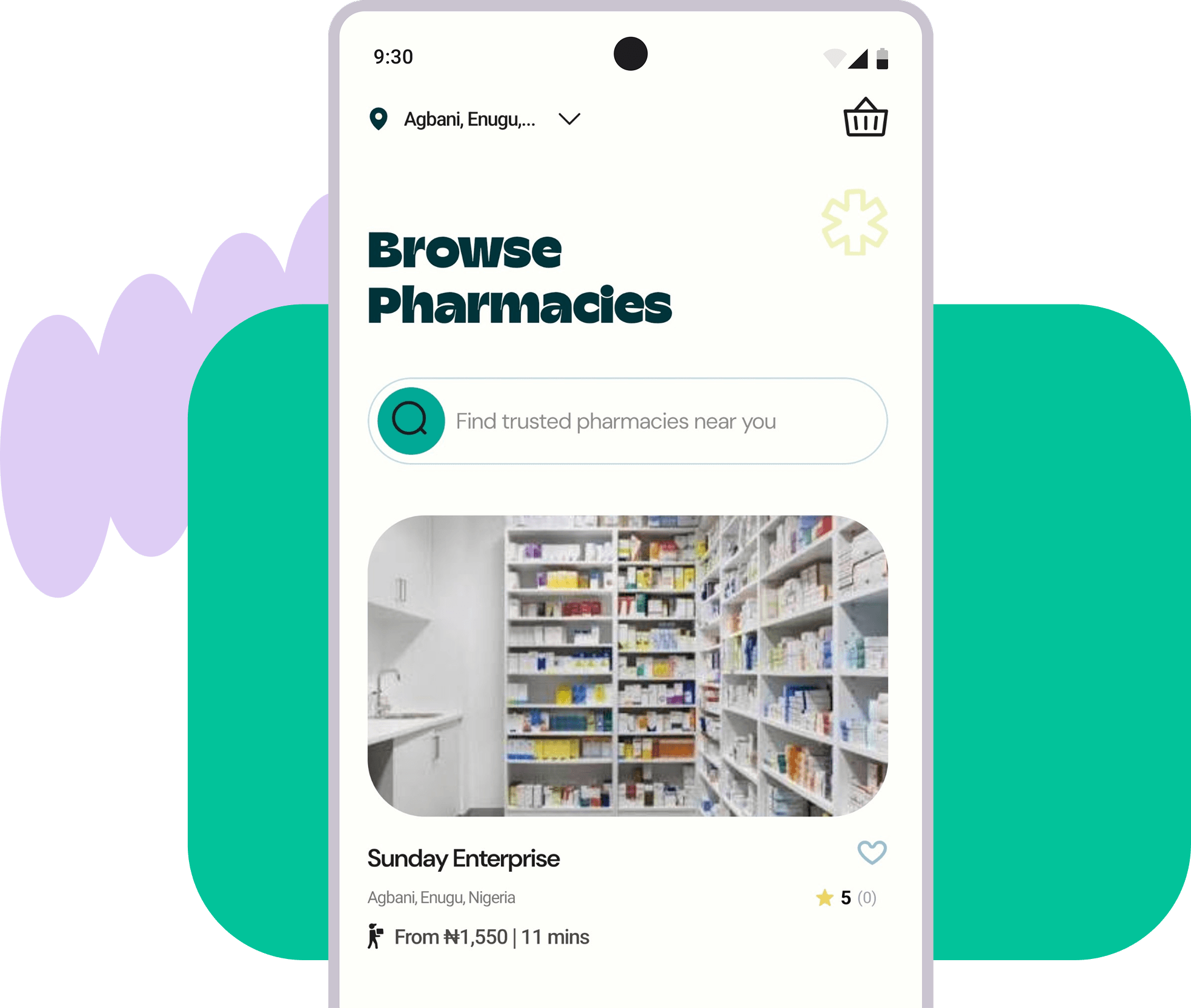 preview of the app homepage